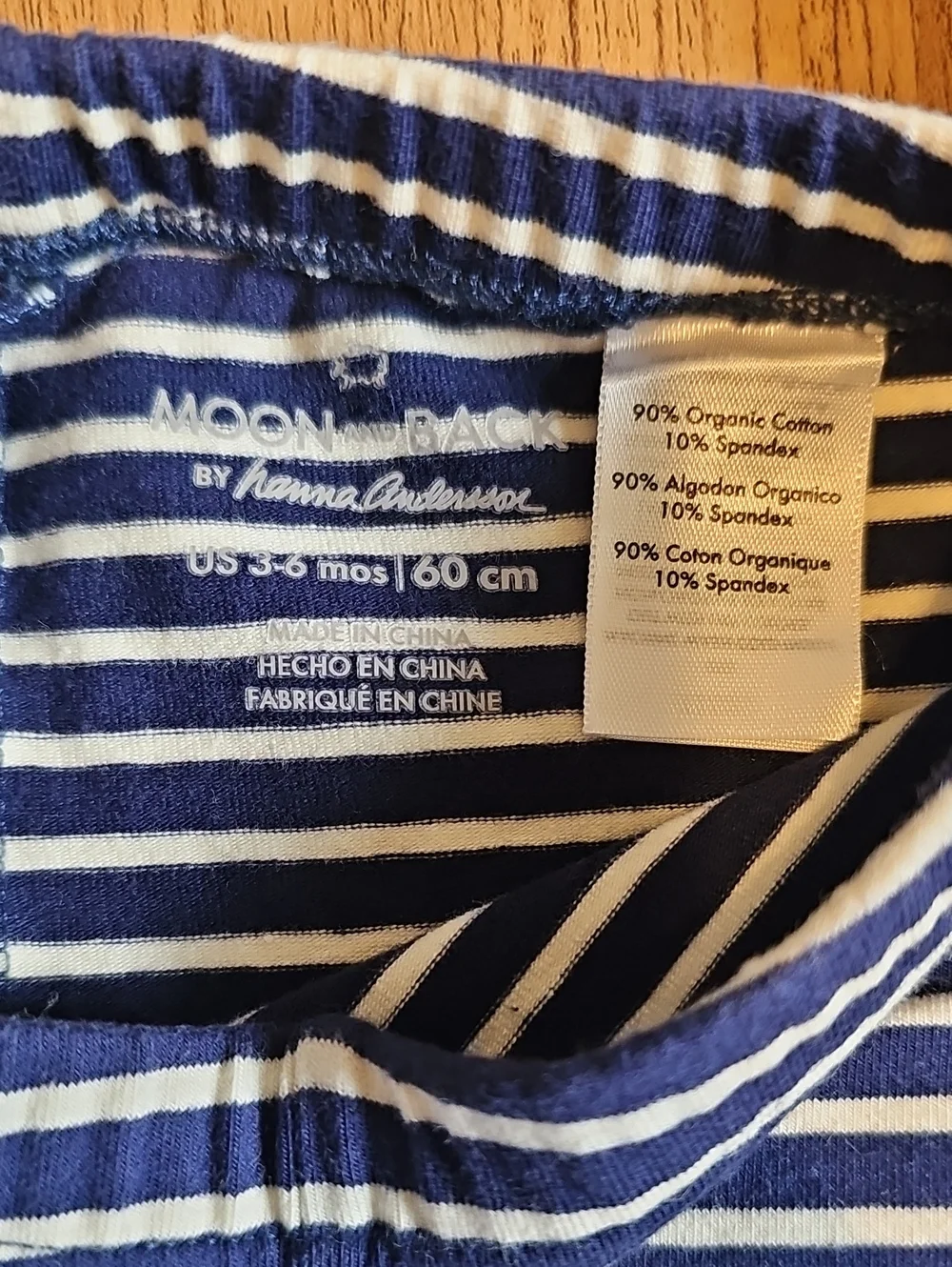 Moon And Back By Hanna Andersson 3-6 Month Bubdle Light Blue and Navy Stripes